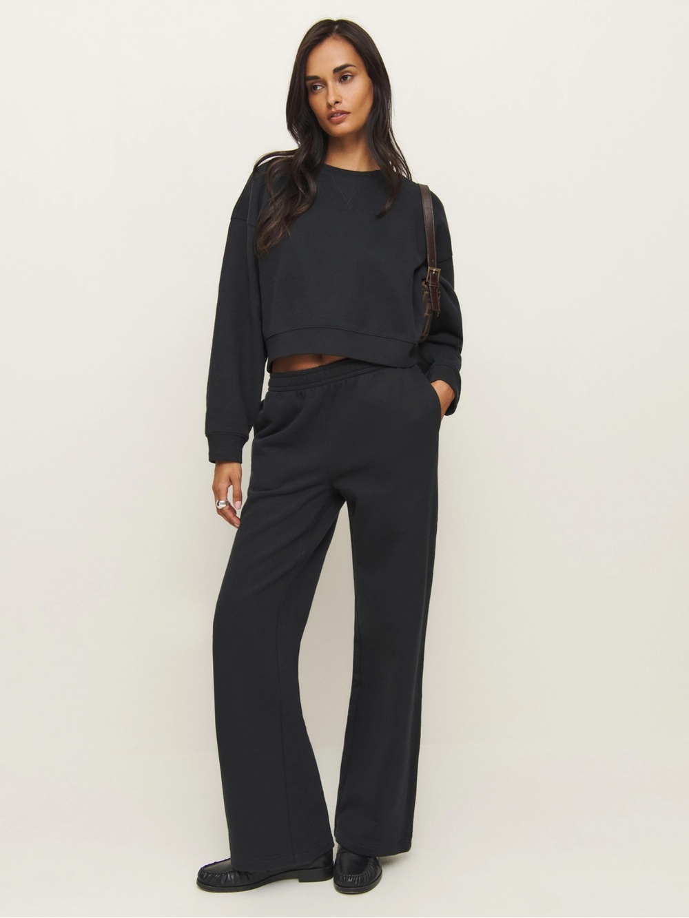 Reformation Black Wide-Leg Sweatpants for Women